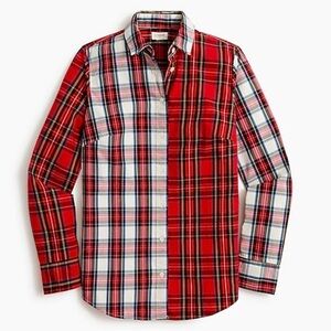 NWT J. Crew Mixed-tartan plaid button down shirt in signature fit